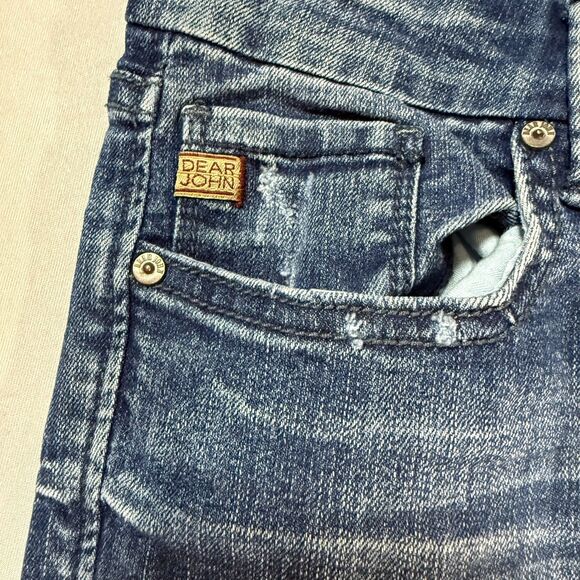 Dear John Bootcut Distressed Women's Medium Wash Jeans Size 25 Tailor Made Chic - Picture 5 of 14